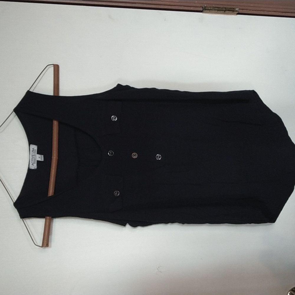 Active USA Ladies size S black button tank